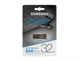 Samsung 32gb Bar Plus Usb Drive Titan Gray Metallic Chassis Usb3.1 Up To 200mb/s 5 Years Warranty