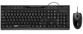 Rapoo Kb & Mouse: Nx1710-bk Wired Usb Fullsized 8 Dedicated Multimedia Keys, Ambidextrous Mouse