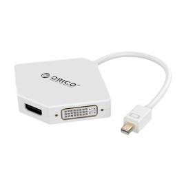 Orico White Dmp-hdv3s Mini Displayport To Hdmi, Vga & Dvi Display Adapter Orc-dmp-hdv3s-wh