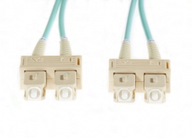 3M Sc-Sc Om3 Multimode Fibre Optic Duplex Patch Lead : 2Mm Oversleeving | Aqua