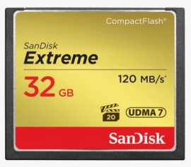 Sandisk Extreme Cf 32gb, 120mb/s Read, 85mb/s Write Sdcfxsb-032g-g46