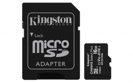 Kingston 16Gb Microsdhc Canvas Select 100R Cl10 Uhs-I Card + Sd Adapter (SDCS2/16GB)