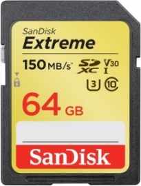 Sandisk Extreme Sdxc Sdxv6 64Gb V30 U3 C10 Uhs-I 150Mb/ S R 60Mb/ S W 4X6 Lifetime Limited Sdsdxv6-064G-Gncin