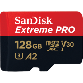 Sandisk Extremepro Microsdxc V30 U3 C10 A2 Uhs-i 170mb/ S R 90mb/ S W 4x6 Sdadaptor Lifetimelimited Sdsqxcy-128g-gn6ma