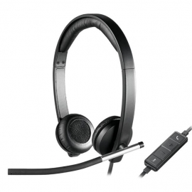 Logitech H650E Wired Headset Stereo With Noise Canceling Microphone Business Headband Led No Tangle Cable 981-000545