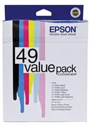 Epson T049190VP T049 VALUE PACK, 6 INKS T0491 T0492 T0493 T0494 T0495 T0496