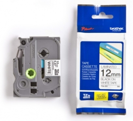 Brother: 12mm Black On White Tze Tape X 8m Tze-231