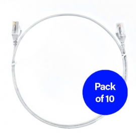4C 0.25M Cat 6 Ultra Thin Lszh Pack Of 10 Ethernet Network Cable. White (004.004.3001.10PACK)