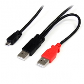 Startech 1 Ft Usb Y Cable For External Hard Drive - Dual Usb A To Micro B Usb2hauby1