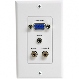 Startech 15-pin Female Vga Wall Plate With 3.5mm And Rca - White Vgaplaterca