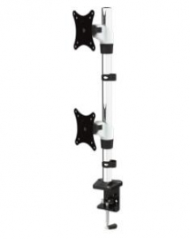 Visionmount Deskclamp Aluminium Dual Vertical Lcd Monitor Arm Support Up To 27", Tilt, Swivel