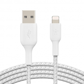 BELKIN 2M USB-A TO LIGHTNING CHARGE/SYNC CABLE, BRAIDED - WHITE (Caa002Bt2Mwh)