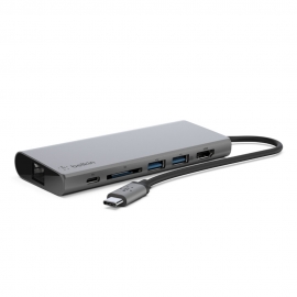 Belkin 4 Port Usb-C Multimediahub/ Dock Usb-C(1) Sd(1) Usb-A (2) Hdmi(1) 60W Passthrough 2Y F4U092Btsgy