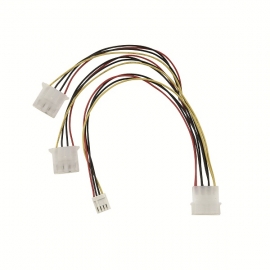 Wicked Wired 30cm Male 4pin Molex To Dual Female 4pin Molex & Floppy Power Splitter Cable Ww-p-pc4psplit30cm